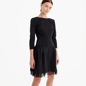 J.Crew Tulle Hem Sheath Dress In‎ Black Size 6